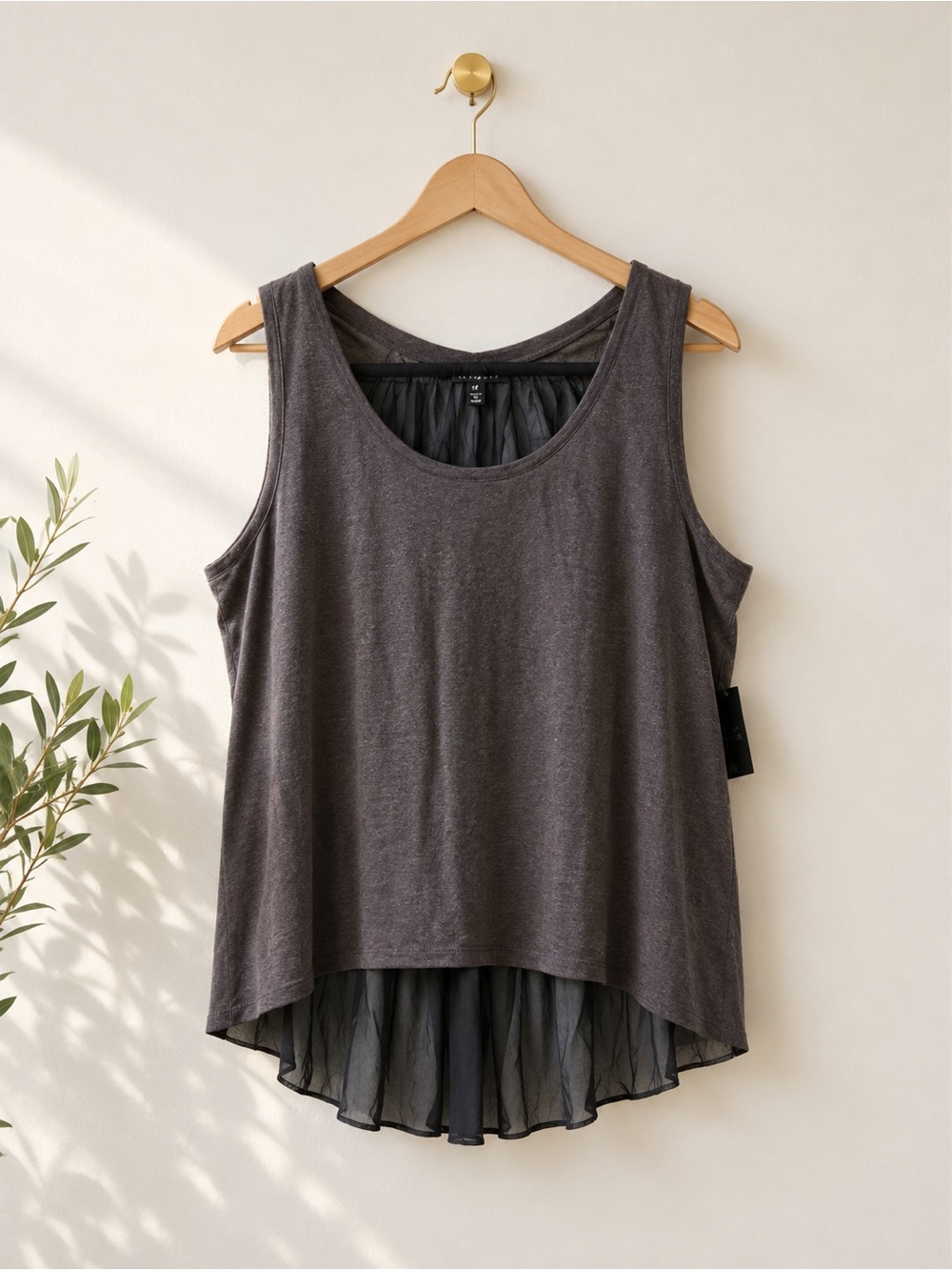 Robert Rodriguez Linen Silk Chiffon Tank Top NWT Gray Size M Layered